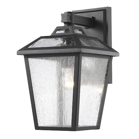 Bayland 1 Light Outdoor Wall Light, Black And Clear Seedy